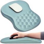 Hokafenle Ergonomic Mouse Pad Wrist Support with Massage Design, Wrist Rest Pain Relief Mousepad with Memory Foam&Non-Slip PU Base, Mouse Pads for Wireless Mouse & Desk (12×8 inch,Light Blue)