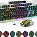 Wireless Gaming Keyboard and Mouse Combo, RGB Backlit Rechargeable 2000 mAh Battery, Mechanical Feel Anti-ghosting Keyboard + 6D 4800DPI Mice for PC Gamer