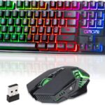 CHONCHOW Wireless Keyboard and Mouse Combo – 2.4G Rechargeable USB Rainbow LED Backlit Wireless Gaming Keyboard,Anti-ghosting Multimedia Keys Mechanical Feel for PC Laptops PS Xbox