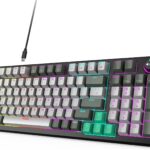 MOFII AK96 Mechanical Gaming Keyboard, Full Keys LED Backlit Programmable, Plug and Play USB A/C Wired Computer Custom Keyboard with Sound/Light Control Knob for Win/Mac – Gray & Black