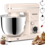 Stand Mixer, 10-Speed Kitchen Electric Mixer, 6QT Food Mixer with 8-in-1 Splash Guard, Dishwasher-Safe Dough Hook/Whisk/Beater/Spatula, Dough Mixers for Baking, Beige