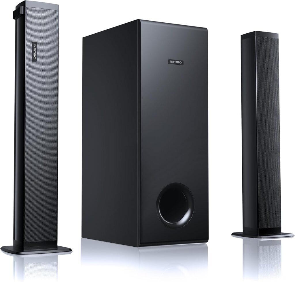 Sound Bar for Smart TV 2.1CH 190W Peak Power Soundbar with Subwoofer Detachable 2-in-1 BT 5.4 Surround Sound System 12L Deep Bass for PC Game with HD-ARC/Opt/USB/AUX Home Theater