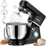 Dough Mixer 8.45 QT Electric Mixer – 660W 6 Speed Large Capacity Kitchen Stand Mixer with Whisk Dough Hook Mixing Beater Household Food Mixer for Baking Cakes Cookie Bread Salad (Black)