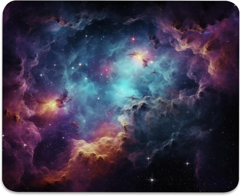 Galactic Nebula Starscape Mouse Pad – Explore The Universe from Your Desk, Stitched Edges Non-Slip Rubber Base Mouse Pads for Computers Laptop