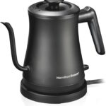 Hamilton Beach Compact 20 oz. / 0.6 Liter Gooseneck Electric Kettle for Boiling Water, Pour Over Coffee, Tea, Ultra Fast Heating With 1200 Watts, Stainless Steel BPA-Free Interior, Black (41045)
