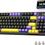 Redragon K725LBY Wireless Mechanical Keyboard with Screen and Knob, Tri-Mode BT5.0/2.4G/USB-C Gasket Computer Gaming Keyboard, 95 Keys Hot Swappable, RGB Backlit, Infinite Mirrors for PC/Mac, Purple