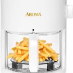 AROMA® Glass Air Fryer and Countertop Convection Oven with Powerful 360Crispy™ Technology (3 Quart), White