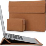 HYZUO 13.3-14 Inch Laptop Sleeve Case with Stand Feature for MacBook Pro 14 M5/M4/M3/M2/M1 2026-2021, MacBook Pro/Air 13.3, 13″ 13.5″ 13.8″ Surface Laptop, HP Spectre X360 13/14, Brown