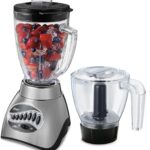 Oster Classic Series 16-Speed Blender with Food Chopper & 5-Cup Glass Jar, Countertop Kitchen Blender, Brushed Nickel