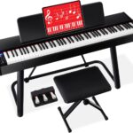 Best Choice Products 88-Key Weighted Full Size Digital Piano, Electronic Keyboard Set for All Experience Levels w/U-Stand, 3 Sustain Pedal Unit, Stool, Keyboard Cover, 2 Headphone Jacks