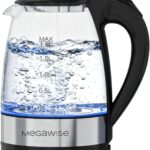 MegaWise Electric Kettle, 1.8L Borosilicate Glass Tea Kettle with LED Light, Auto Shut-Off and Boil-Dry Protection Cordless Kettle Fast Boiling