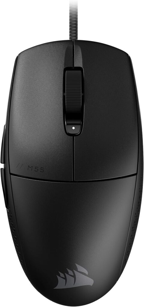 Corsair M55 Wired Lightweight FPS Gaming Mouse – 16,000 DPI – Six Programmable Buttons – Textured Side Grips – Black