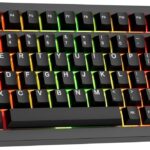 TECWARE Spectre 75% RGB Mechanical Gaming Keyboard with Customizable LCD Screen, Multi-Function Knob, Gasket Mount, South Face 5-Pin Universal Hot-Swappable Sockets Black Candy Red Switch