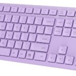 LeadsaiL Purple Wireless Keyboard, 2.4GHz Full-Sized Ergonomic Computer Keyboard, Cordless Noiseless Keyboard,12 FN Shortcuts for Windows MacOS Laptop Computer