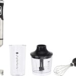 Amazon Basics Multi-Speed Immersion Hand Blender for Kitchen Mixing, Smoothies, Soups, 500 Watt Powerful, with Blending Stick, Whisk, Chopper and Beaker, Silver