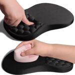 Ergonomic Joint Wrist Support Mouse Pad with Memory Foam Cushion Massage Bump, Carpal Tunnel Pain Relief Mousepad Slope Design for Wrist Rest, 11.8×7.9 in, Black