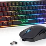 CHONCHOW 60% Wireless Gaming Keyboard and Mouse Combo, RGB Backlit Rechargeable LED Light Up Keyboards,Wireless Gaming Mouse and Keyboard for Xbox PS4 PS5 PC Laptop -Black