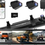 WOLFBOX G900 Tripro Bumper Version 3 Channel 4K Mirror Dash Cam, STARVIS 2 IMX678 Night Vision, 4K+2.5K+1080P Front and Rear Bumper Dash Cam, 5.8GHz WiFi, Voice Control, Includes 256GB Card & GPS