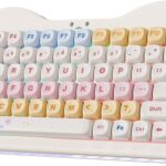 YUNZII C75 Wireless Mechanical Keyboard,75% Layout, Hot-Swappable NKRO,BT5.0/2.4G/USB-C Mode,Dye-Sub PBT MOA Keycaps,RGB Gasket Mount,Cute Cake Design for Mac/Win/Gaming (Beige, Milk V2 Switch)
