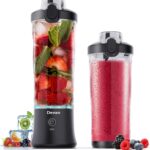 Portable Blender, Shakes and Smoothies Waterproof 20 oz BPA Free Blender Cup and a Travel Lid. (Black, 20 oz)