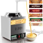 WantJoin Nacho Cheese Dispenser with Pump,2.8Qt Nacho Cheese Warmer,Stainless Steel Hot Fudge Warmer W/5-Level Temperature Adjustment,Commercial Hot Fudge Dispenser for Hot Fudge Cheese Caramel