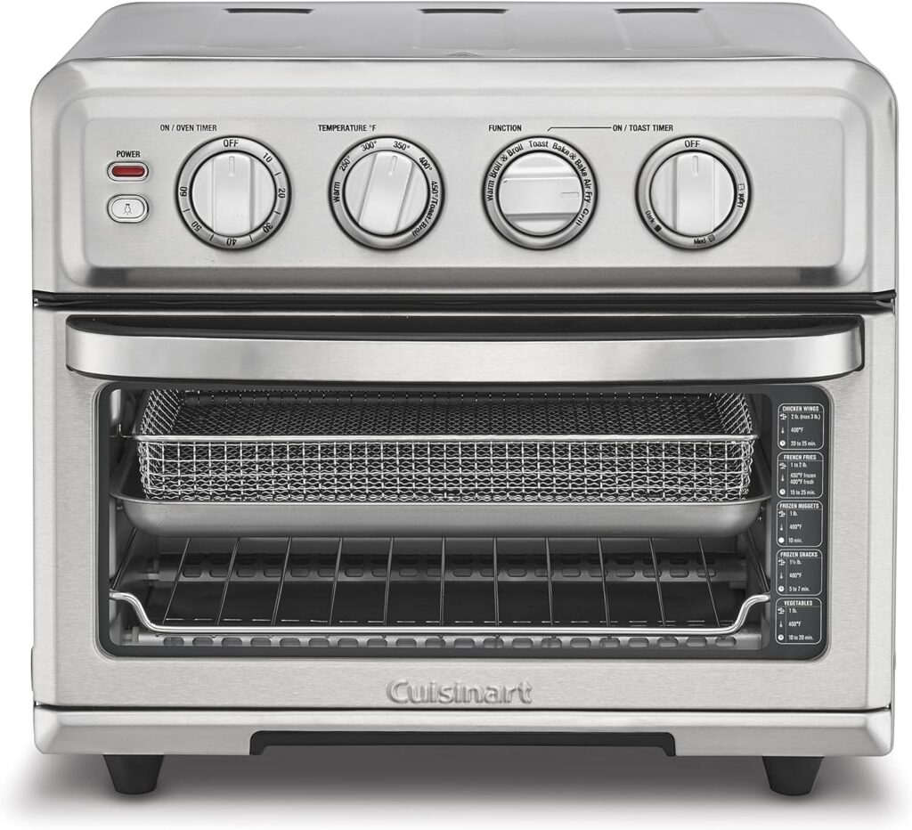 Cuisinart Air Fryer Toaster Oven with Grill, 1800W 8-1 Air Fryer Oven with Bake, Convection Bake, Grill, Broil and Warm Options, Large Capacity, 60-Minute Timer, TOA-70, Stainless Steel