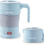 HYTRIC Travel Electric Kettle, 700ML Foldable Small Electric Kettle BPA-Free, Portable Kettle with Multifunctional Panel, Collapsible Hot Water Kettle with Keep Warm & Delay Start, 110V Blue