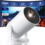 CLOKOWE Mini Projector with WiFi and Bluetooth – Built-in Apps, Smart Portable Projector with 180° Rotation, Auto Keystone, Support 1080P, Compatible with HDMI/USB/TV Stick/Smartphone/Laptop