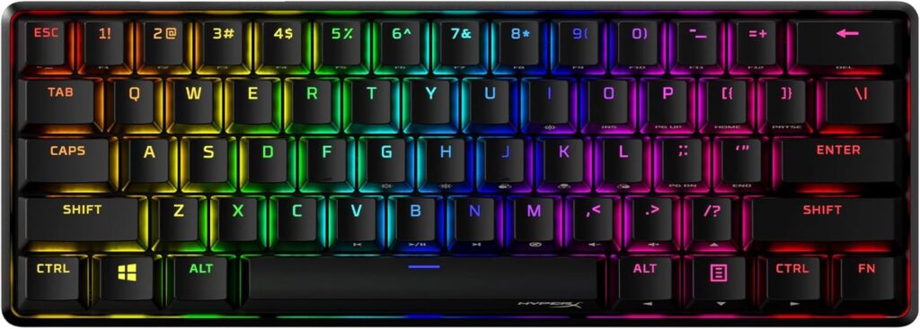 HyperX Alloy Origins 60 – Mechanical Gaming Keyboard – Ultra Compact 60% Form Factor – Tactile Aqua Switch – Double Shot PBT Keycaps – RGB LED Backlit – NGENUITY Software Compatible,Black