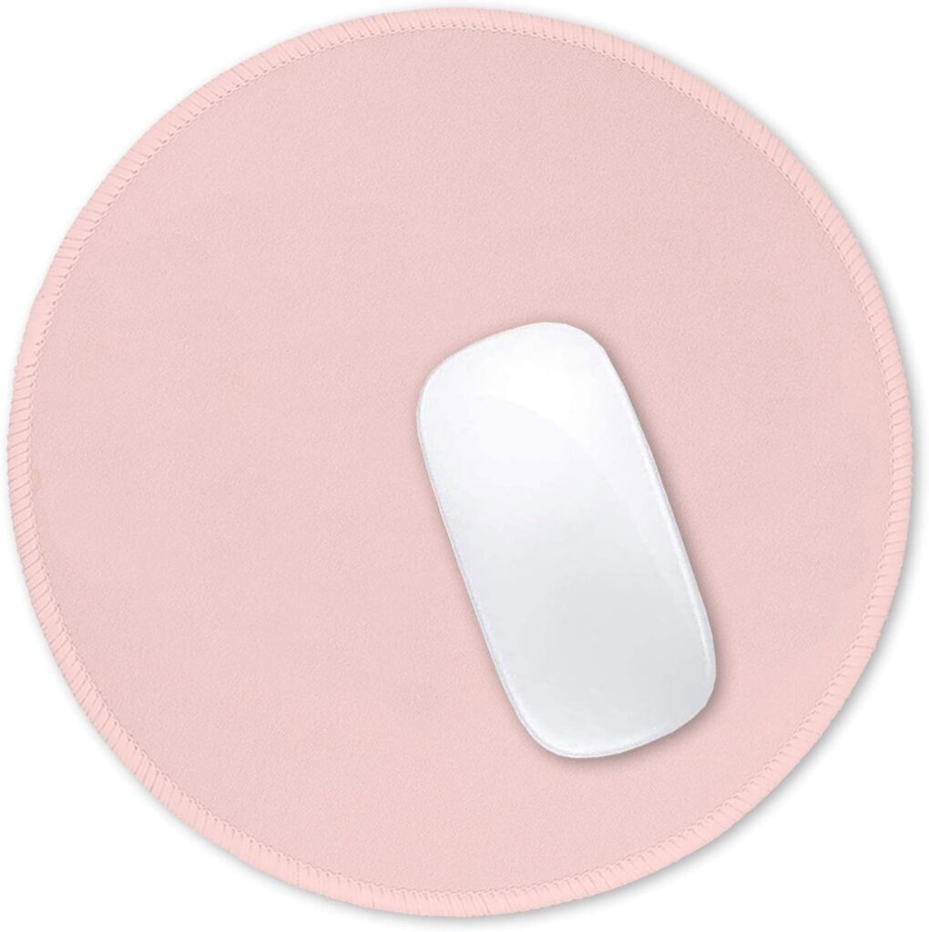 Hsurbtra Mouse Pad, Premium-Textured Small Round Mousepad 8.7 x 8.7 Inch Pink, Stitched Edge Anti-Slip Waterproof Rubber Pretty Cute Computer Mat for Office Home Gaming Laptop Men Women Kids
