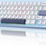 YUNZII AL66 Wireless Mechanical Keyboard,Full Aluminum CNC,65% Knob Control,Bluetooth/2.4G/Wired,Hot Swappable Pre-lubed Switches,Gasket Mounted RGB for Win/Mac(Milk Switch, Blue)