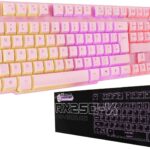 Orzly Pink Gaming Keyboard RGB USB Wired Rainbow Keyboard Designed for PC Gamers, PS4, PS5, Laptop, Xbox, Nintendo Switch, RX-250 Hornet Edition