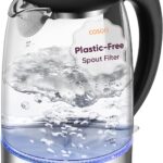Cosori Electric Kettle, No Plastic Filter & Spout, 1.8Qt Tea Kettle & Hot Water Boiler For Coffee & Tea, Water Heater & Teapot, Automatic Shut Off, Borosilicate glass, Black, 1500W
