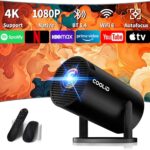 Mini Projector, Support 4K 1080P Portable Projector with Bidirectional WIFI6 5G and Bluetooth5.4, 270° Rotatable, Auto Keystone Correction, 35″-130″ Video Projecto Compatible with HDMI/USB/Phone-Black