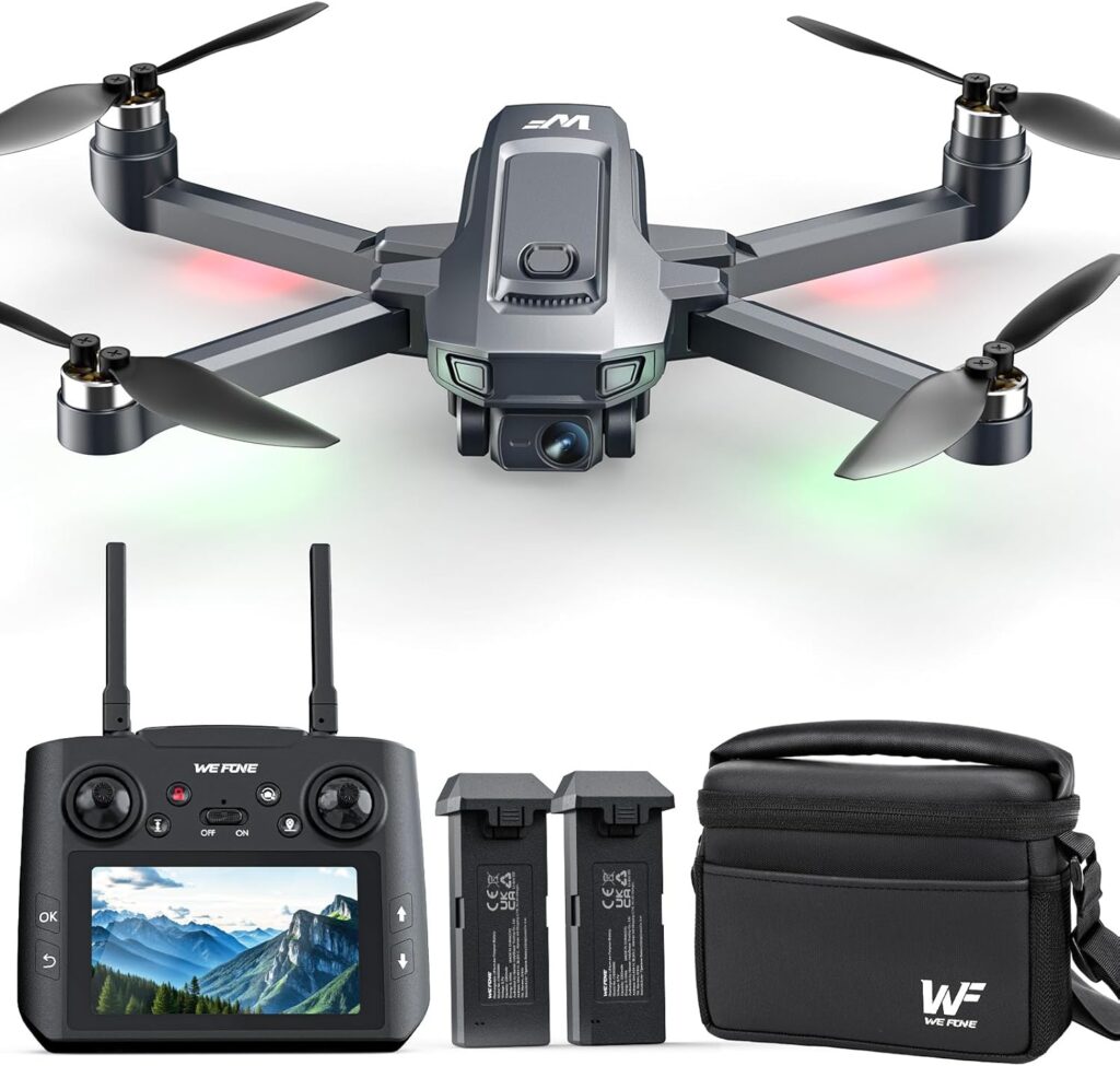 Drones with Camera for Adults 4K, WF33 GPS Foldable FPV Drone with 4.5″ LCD Screen on Controller, Under 249g, Brushless Motor, Return Home, 5G Transmission, 40 Mins Flight Time, 8GB Card, for Beginners