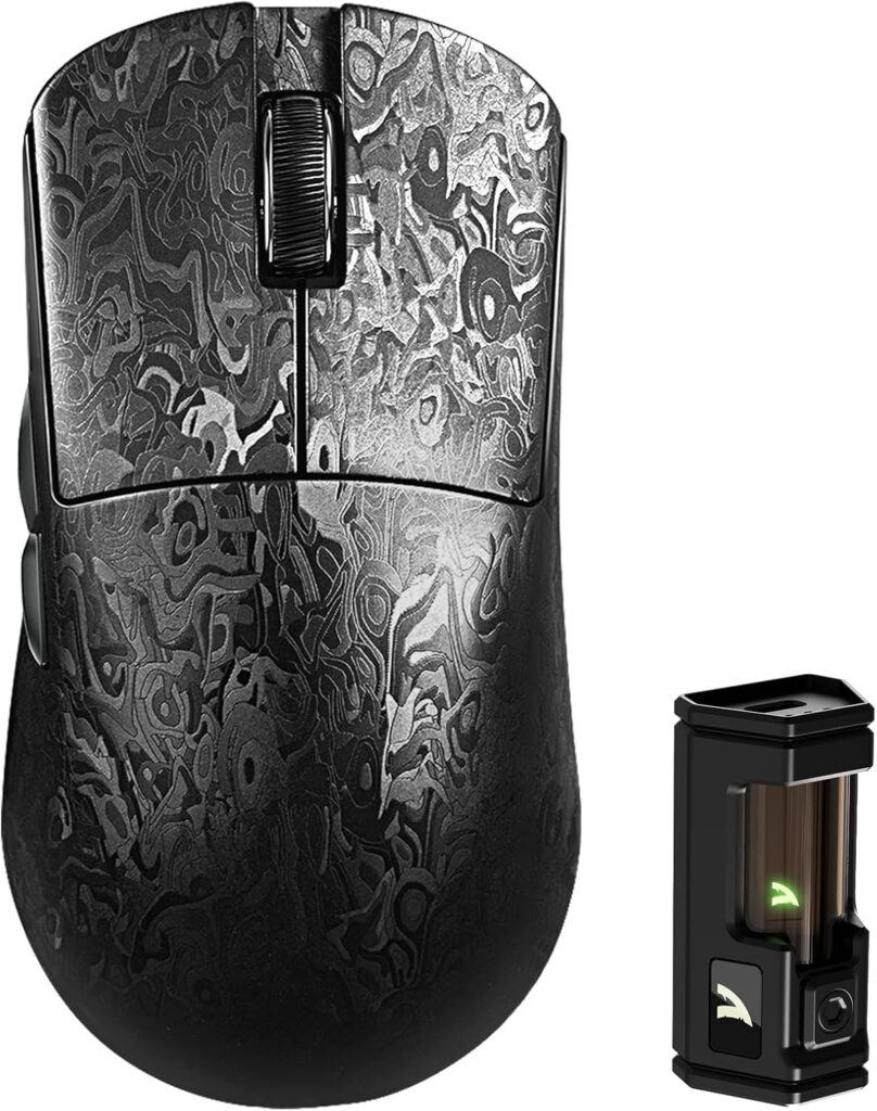 ATTACK SHARK R11 Ultra 8K Carbon Fiber Wireless Gaming Mouse,PAW3950 MAX Sensor,49g Ultra-Lightweight,Nordic 52840 MCU Chip,42000 DPI,Wired/BT/2.4GHz Wirelss Programmable Mouse for PC/Mac(Ink)