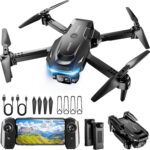 Drone with 1080P Camera – Foldable Remote Control Quadcopter with Voice Gesture Control, 3D Flip, One Key Start, Emergency Stop, 2 Batteries, Easier to use, Toy for Adults Beginners, Black