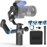 FeiyuTech SCORP Mini 3 Pro [Kit] Camera Gimbal – AI 4.0 Tracking, Detachable Handle [Bag+Fill Light+Extension Pole] 4.4lbs Payload – Gimbal Stabilizer for Mirrorless,Compact,Action Cam & Smartphones