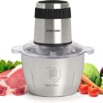 Food Processor,Electric Food Chopper with 500W Stainless Steel Motor & 2 Sharp Blade Sets, 8-Cup Stainless Steel Bowl for Meat, Vegetables, Fruits and Nuts
