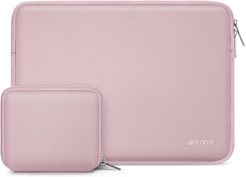 MOSISO Laptop Case 13.3 inch, 13-13.3 inch Laptop Sleeve Bag Compatible with MacBook Air/Pro 13/Pro 14 M5 M4 M3 M2 M1, HP Dell ASUS Lenovo, Neoprene Computer Sleeve Bag with Small Case, Baby Pink