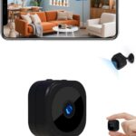 1080P HD Mini Camera for Indoor Security with App Control Motion Detection & Night Vision Wireless WiFi Rechargeable Pet Camera for Home/Office 24/7 Cycle Save (Black)