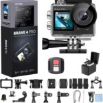 AKASO Brave 4 Pro 4K30FPS Action Camera – 131ft Underwater Camcorder Waterproof Camera with Touch Screen Advanced EIS Remote Control 5X Zoom Underwater Camera Support External Mic