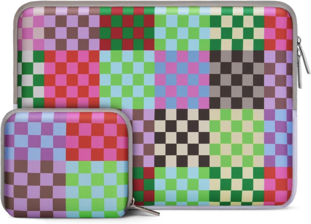 MOSISO Laptop Case 13.3 inch, 13-14 inch Laptop Sleeve Bag Compatible with MacBook Air/Pro 13/Pro 14, HP Dell Acer ASUS Lenovo Notebook, Neoprene Computer Bag with Small Case, Colorful Checkerboard