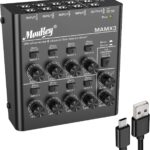Moukey Audio Mixer, DC 5V, 8 Stereo Ultra, Low Noise 8 Channel Line Mixer for Sub-Mixing, for Small Clubs or Bars, As Guitars, Bass, Keyboards Mixer, MAMX3