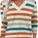 XIEERDUO Long Sleeve Shirts for Women V Neck Fall Tops Basic Tunic Tops Loose Fit Dressy 2025