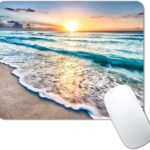 Beach Sunset Mouse Pad,Cute Mouse pad,Custom Small Mouse Pads with Designs,Portable Office Non-Slip Rubber Base Wireless Mouse Pad for Laptop
