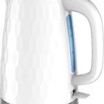 BLACK+DECKER 1.7L Cordless Electric Kettle, KE1560W, Premium Texture, Water Window, Rapid Boil, Auto Shutoff, White