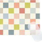 Cute Colorful Mouse Pad,Retro Checkered Pattern Mousepad,Square Aesthetic Waterproof Mouse Mat Design, Non-Slip Rubber Base Funny Boho Small Mouse Pads, Desk Accessories,Beige Light Colors