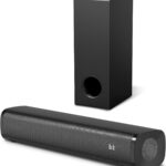 Wohome Sound Bar for Smart TV with Wired Subwoofers, 2.1 Channel Small TV Soundbar Speakers with Colorful Backlight, Home Theater Surround Sound System, Bluetooth 5.3/ Optical/AUX Connectivity