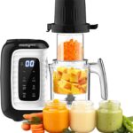 MOMYEASY Baby Food Maker, Multifunction Processor Chopper Grinder, Baby Food Steamer and Puree Blender in-One, with Bottle Warmer, Auto Cooking & Grinding with Touch Control Panel
